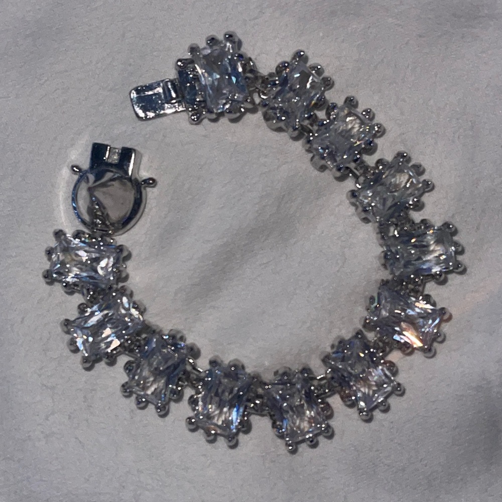 Eddie borgo silver tone studded crystal bracelet